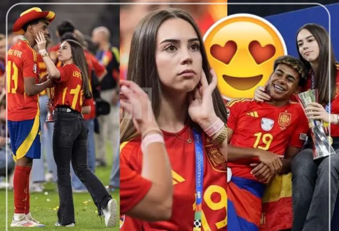 لامین یامال با همسرش